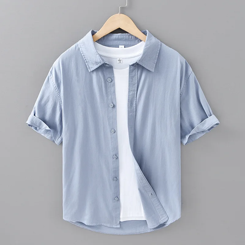 

Мужская летняя легкая дышащая повседневная свободная рубашка из чистого хлопка в японском стиле