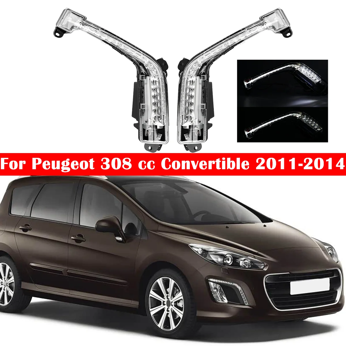 

Для Peugeot 308 cc Convertible 2011 2012 2013 2014 передний бампер автомобиля светодиодный DRL дневные ходовые огни дневного света 6208X4 6206X4