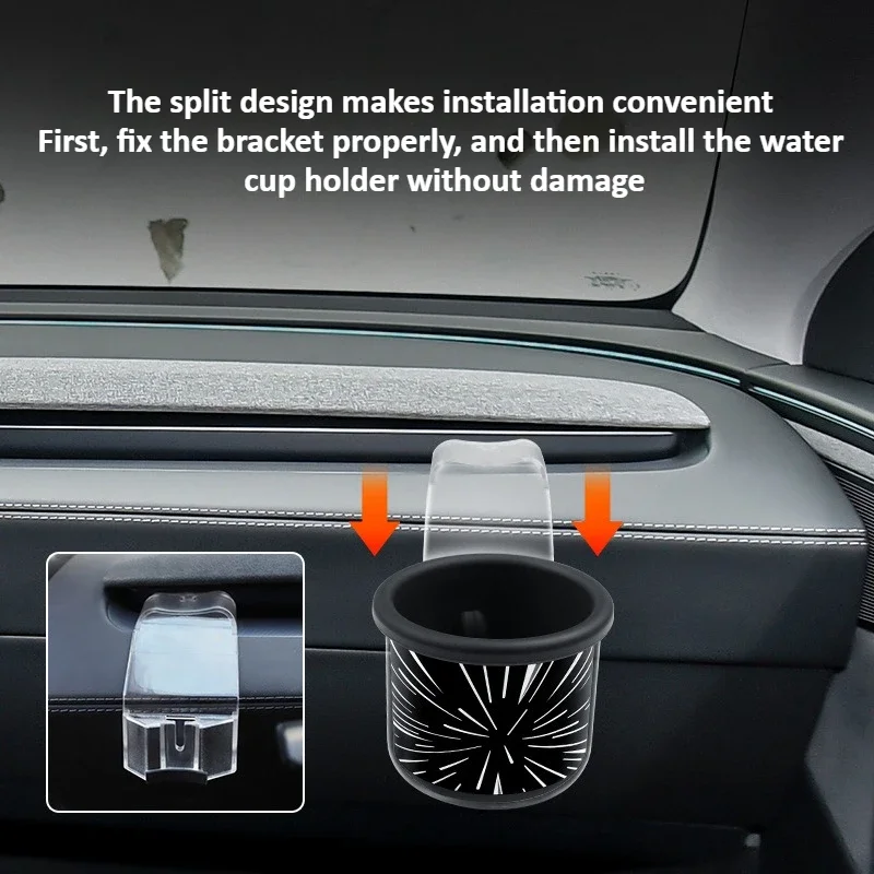 حامل أكواب الماء للسيارة حامل لـ Tesla Model Y Juniper Model 3 2021-2025 لوحة القيادة حامل الكأس الجانبي ملحقات السيارات الداخلية