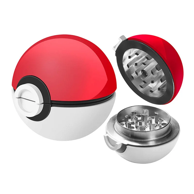 Pokeball 55mm Poke Ball Herb Zinc Alloy Plastic Metal Grinders 3 Parts Smoking Accessories