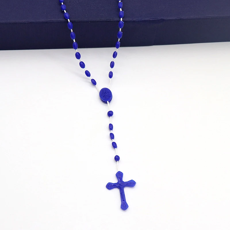 Luminous Catholic Christ Jesus Cross Plastic Rosary Crucifix Necklace Religious Church Decoration Wall Crosses Souvenirs Gifts