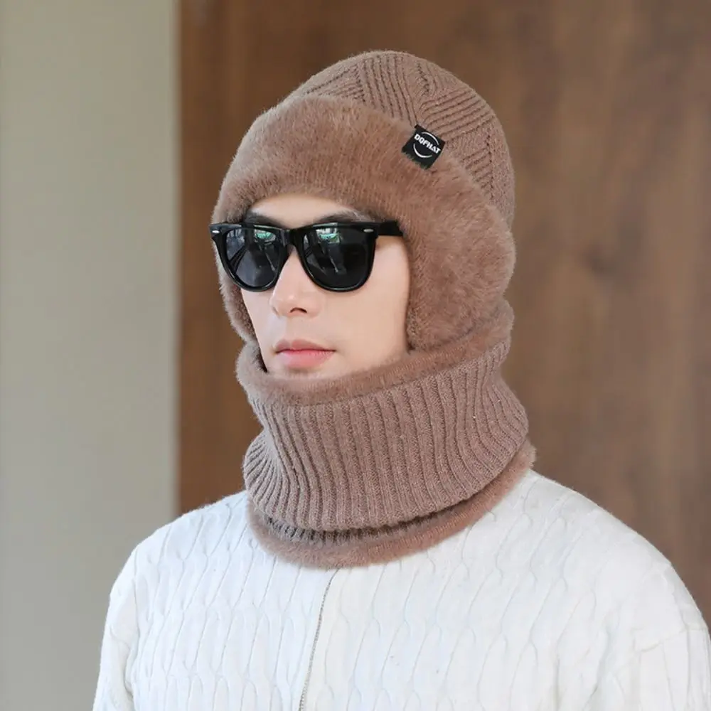 New Men Gift Winter Hat Thickened Knitted Hat Soft Knitted Neck Scarves Outdoor Ear Protection Skating Running Face Mask