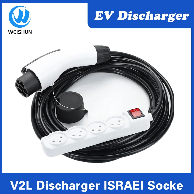 EVSE GBT Type2 Plug lsrael Socket V2L Discharger For Type2 GBT Car EV Cable Support MG BYD Kia Hyundai 16A Discharge V2L Vehicle