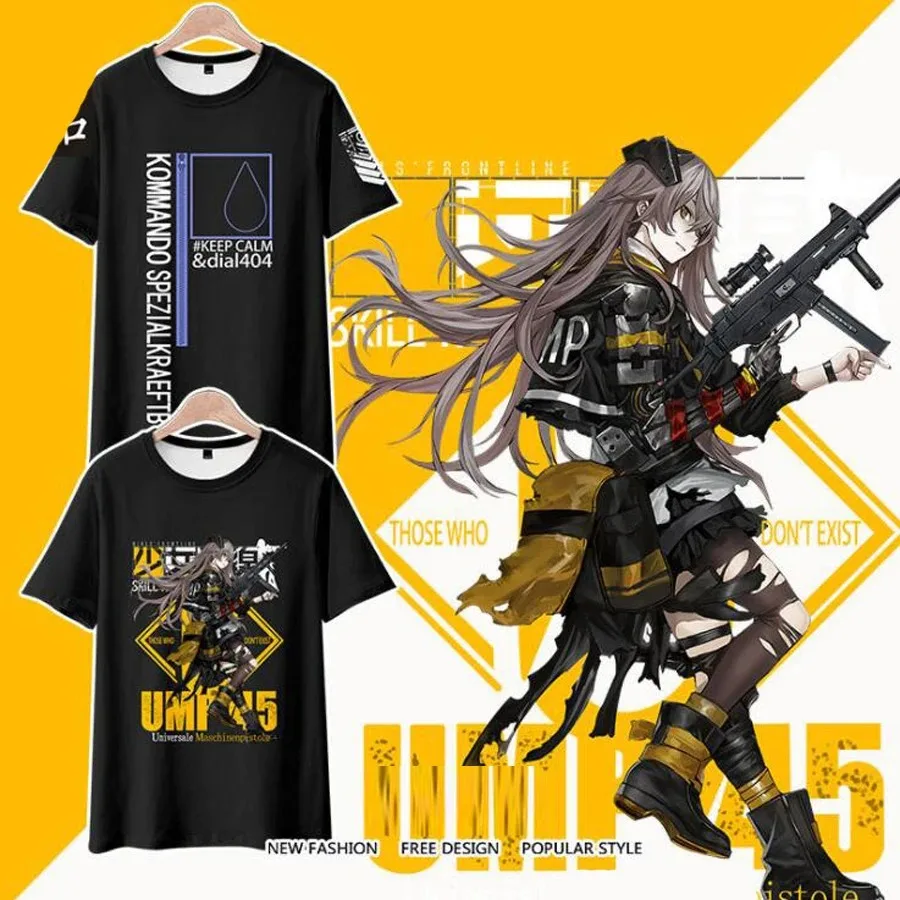 Jogo quente meninas frontline 3d t camisa das mulheres dos homens verão manga curta engraçado tshirt gráfico tees ar15 404 ump45