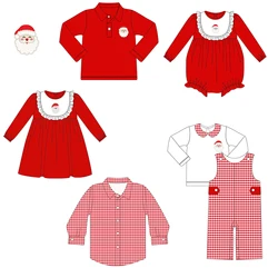 Christmas Collection Sets Kids Clothes Sets Boys Toddler Girls Clothes Santa Claus Prints Long Sleeve Shirts Dresses Rompers