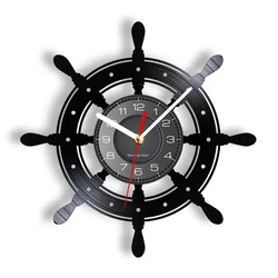 Sailing Boat Steering Vinyl LP Record Wall Clock Boat Yacht Wheel Nautical Decor Silent Non Ticking Wall Watch Boat Captain Gift