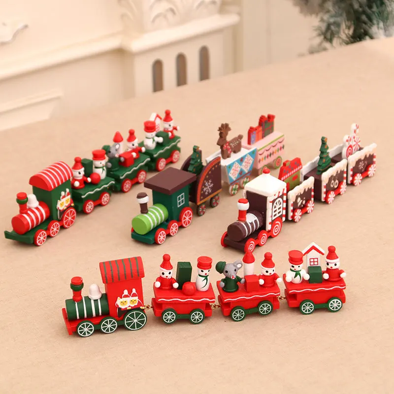 Treno di natale in legno decorazioni di buon natale per la casa regalo per bambini felice anno nuovo 2024 ornamento natale Navidad Noel