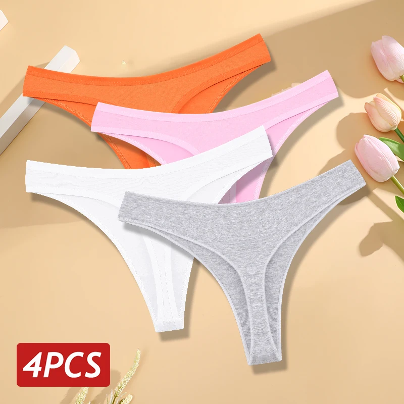 4 Teile/satz Frauen Baumwolle Höschen Nahtlose Low Rise Thongs V-Taille Einfarbig Atmungsaktive Unterwäsche Weibliche Weiche Dessous Dessous