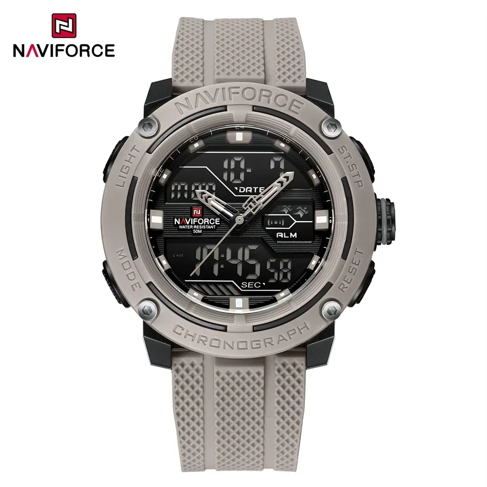 

NAVIFORCE NF7114 креативный многофункциональный силиконовый ремешок с ЖК-дисплеем, электронные часы для мужчин, повседневные дикие часы