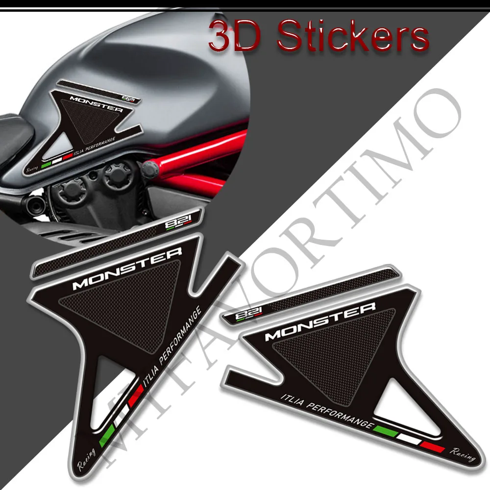 Motorcycle Tank Pad Side Grips Gas Fuel Oil Kit Knee Stickers Decals Protection For Ducati Monster 821 2021 2022