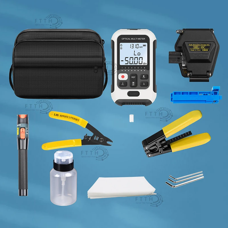 Imagem -06 - Ftth Fibra Óptica Tool Kit com Fibra Cleaver70+ 10dbm Medidor de Energia Óptica Visual Fault Locator 10mw