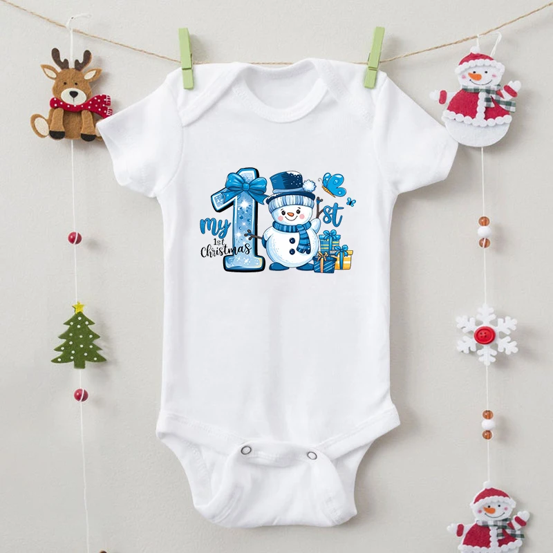 

0-24M Baby Boy Girl Jumpsuit My 1st Christmas Print Fashion Newborn Romper Cartoon Snowman Butterfly Cute Infant Cotton Bodysuit