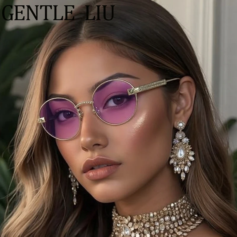 

Vintage Oval Sunglasses Women 2026 Luxury Brand Classic Punk Metal Frame Sun Glasses Trendy Outdoor Eyewear For Ladies Shades