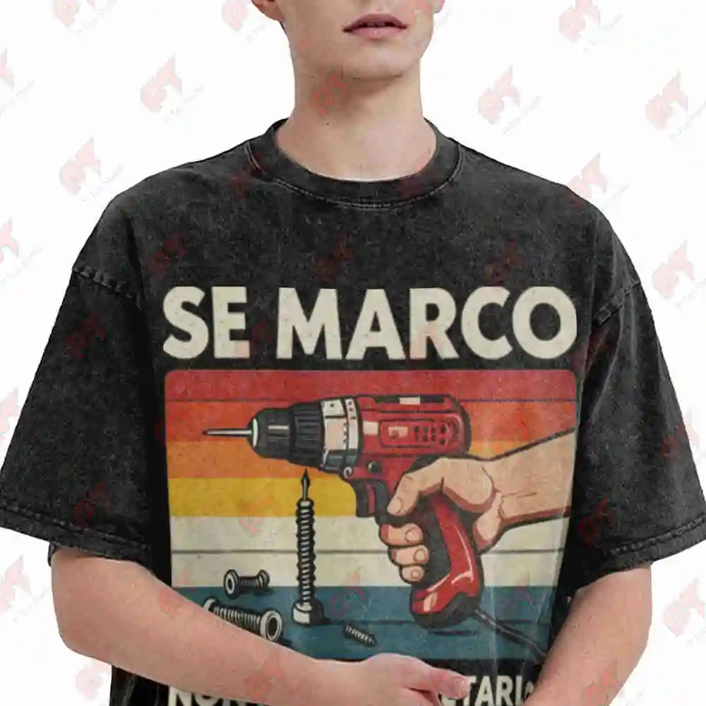 If Marco Can't Fix It Nobody Can Italian Phrase Vintage Washed Tee Pure Cotton T-Shirt
