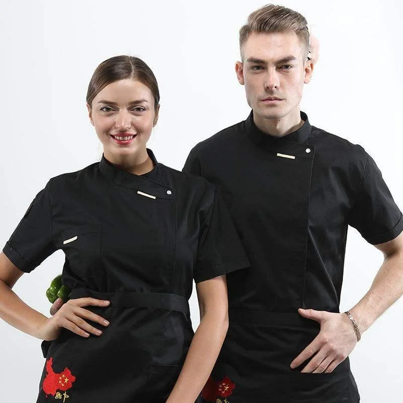 Short Sleeve Chef Restaurant Uniform Men Women Cook Jacket Bakery Kitchen Clothes Waiter Wear