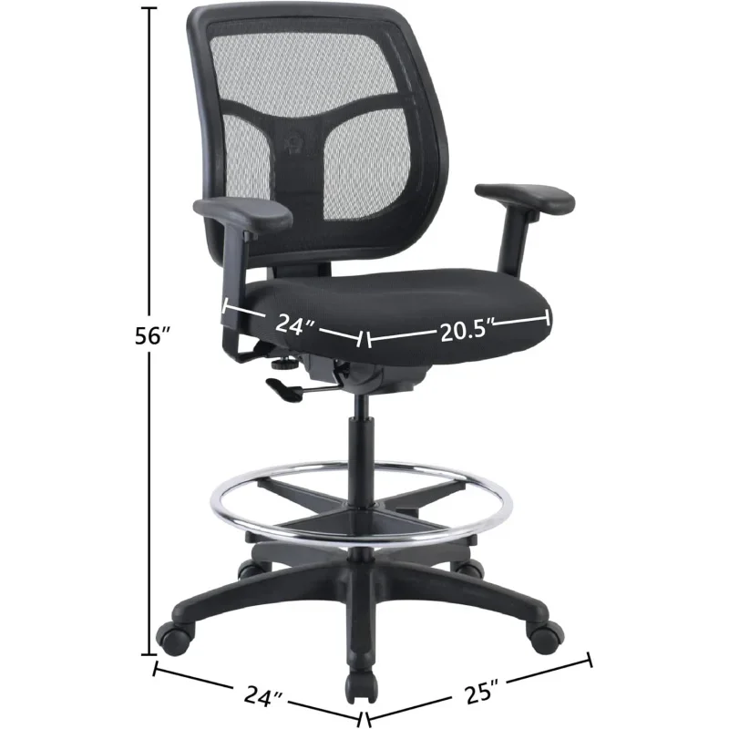 Raynor EuroTech Apollo sedia da disegno in tessuto con schienale in tessuto a rete, nera (DFT9800)