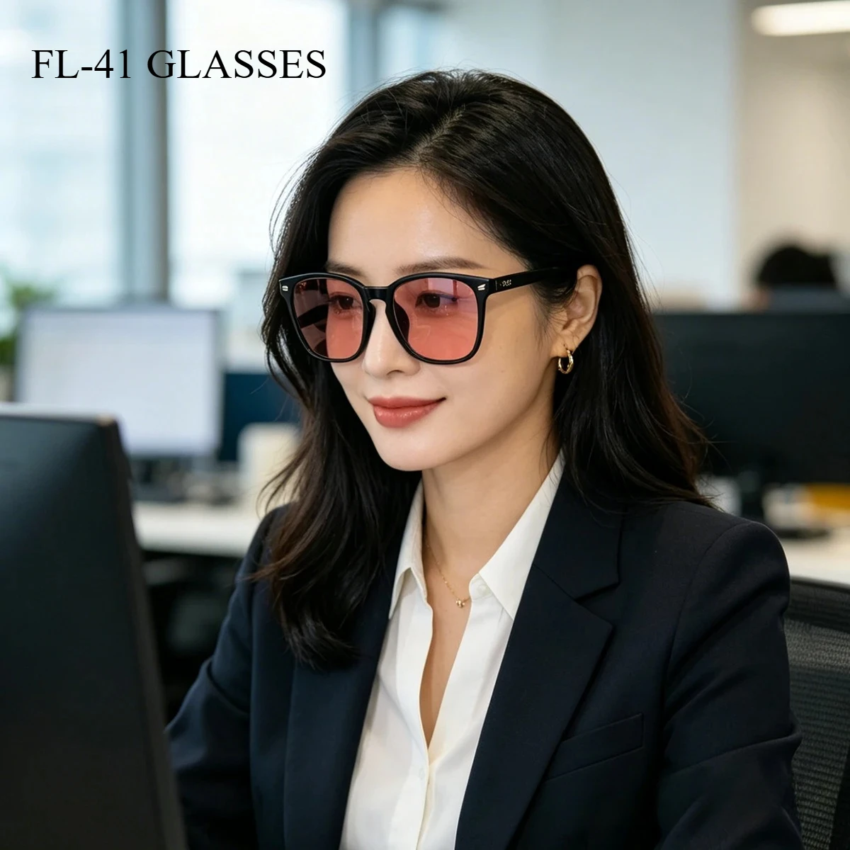 SHINU FL41 Tinted Glasses FL-41 Migraine Glasses Block 480-520nm Blue Green Light Anti Photophobia Tint Color Sunglasses Women