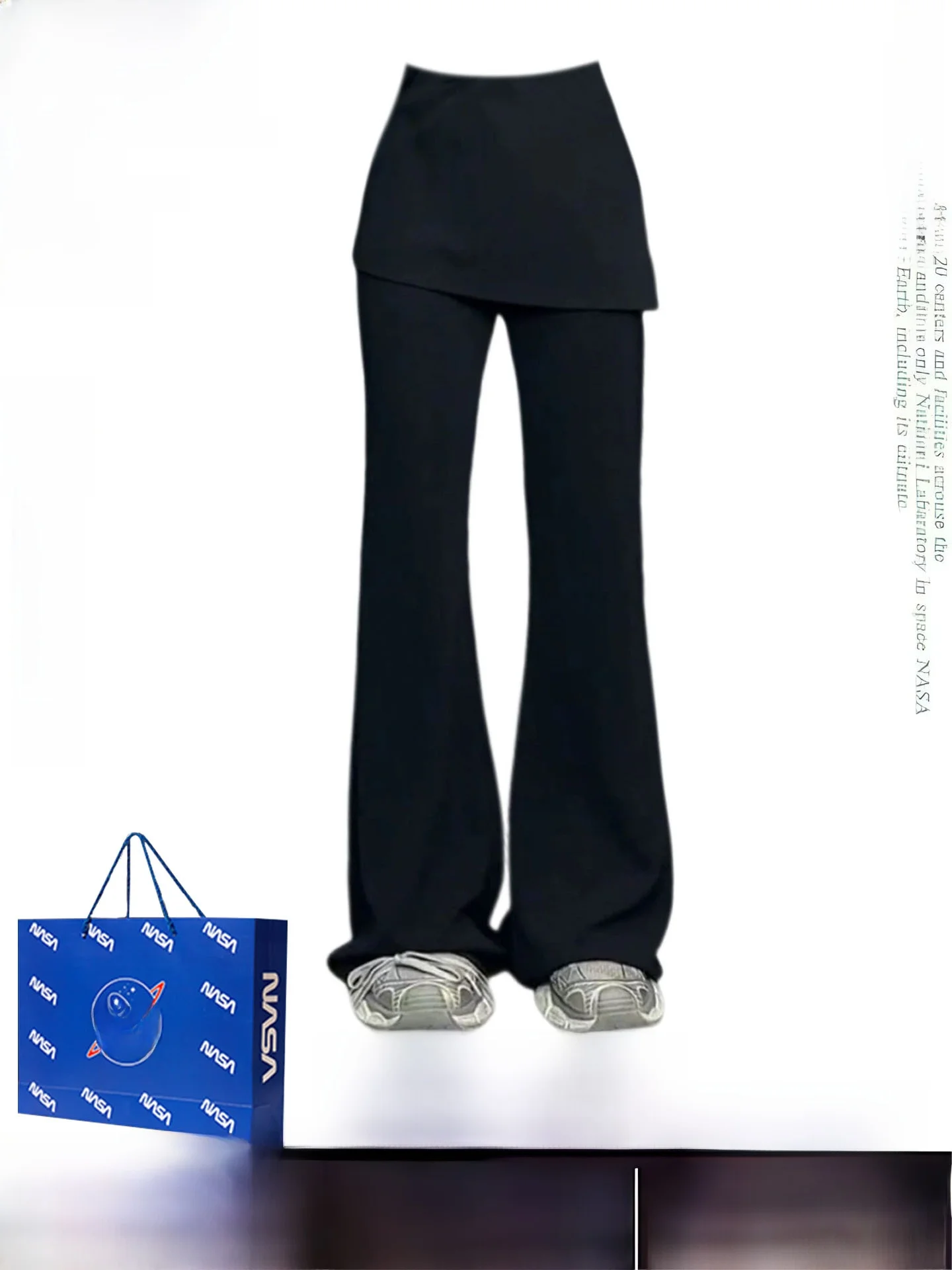 

Женские брюки больших размеров с высокой талией, имитация двухслойных, с легким расклешением, повседневные, свободные, стройнящие, драпирующиеся, длинные брюки для осени...