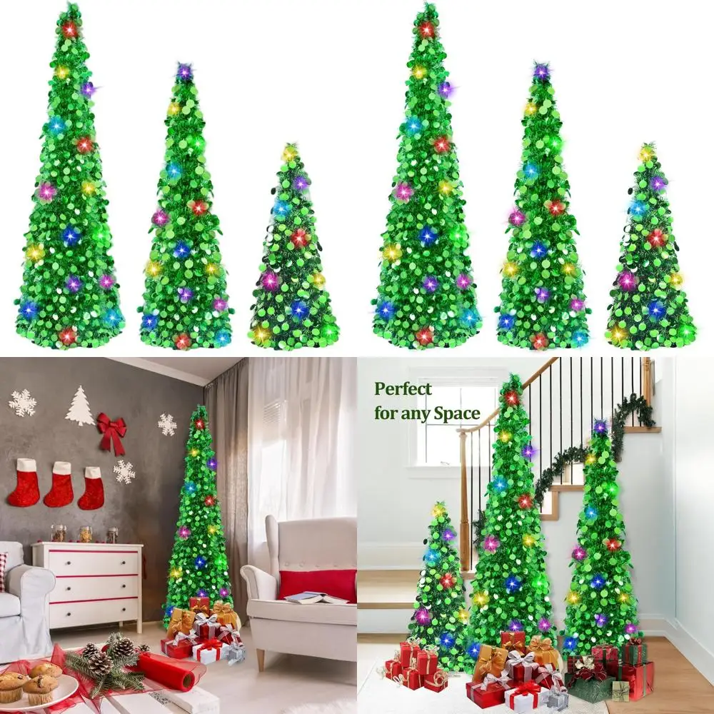 

Складные рождественские елки с мишурой от 3 до 5 футов с подсветкой и таймером для декора дома и вечеринки