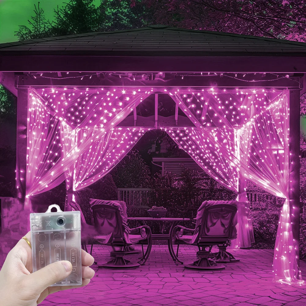 

Valentine's Day Outdoor Decor LED Curtain String Light 2026 Ramadan Decoration for Home Fairy Battery Power Eid Mubarak Wedding