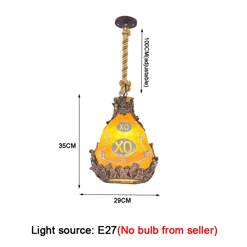 Fashion XO Bottle Resin Pendant Lamp Creative Bar Counter Dining Room Chandelier for Cafe House Decorative Shop Hanging Light