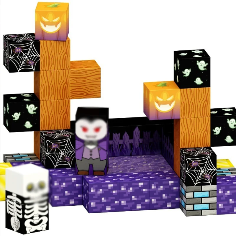 

Magnetic Building Blocks Halloween Magnetic Blocks Toys For Boys and Girls Halloween Decorations Children Gift