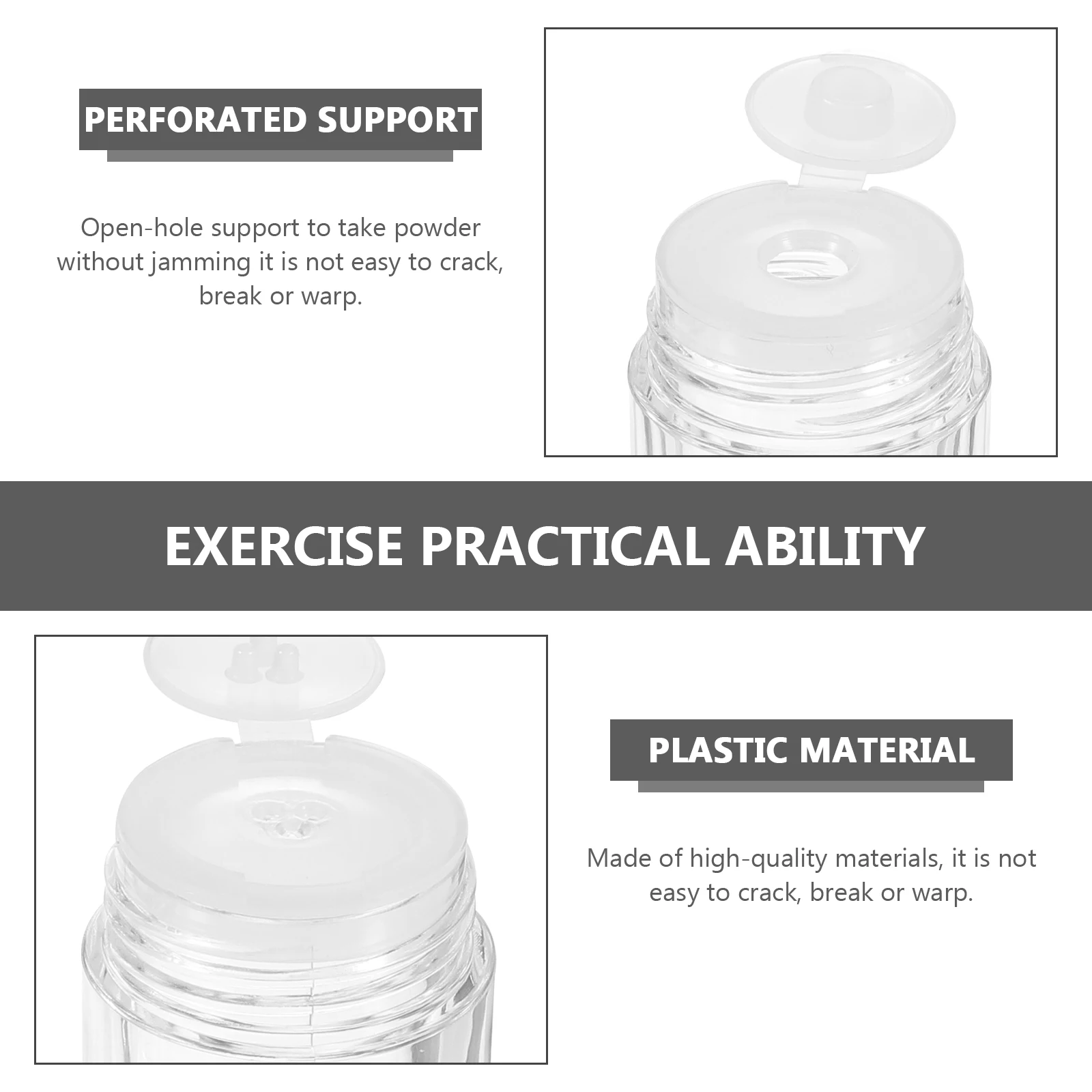 

6pcs Loose Bottles Flip Lid Open Hole Powder Container Refillable Portable Empty Powder Bottle For Women