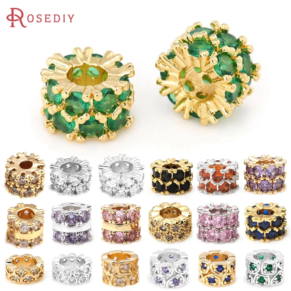 

Brass and Zircon Cylinder Spacer Beads Bracelets Beads Jewelry Diy Accessories Making