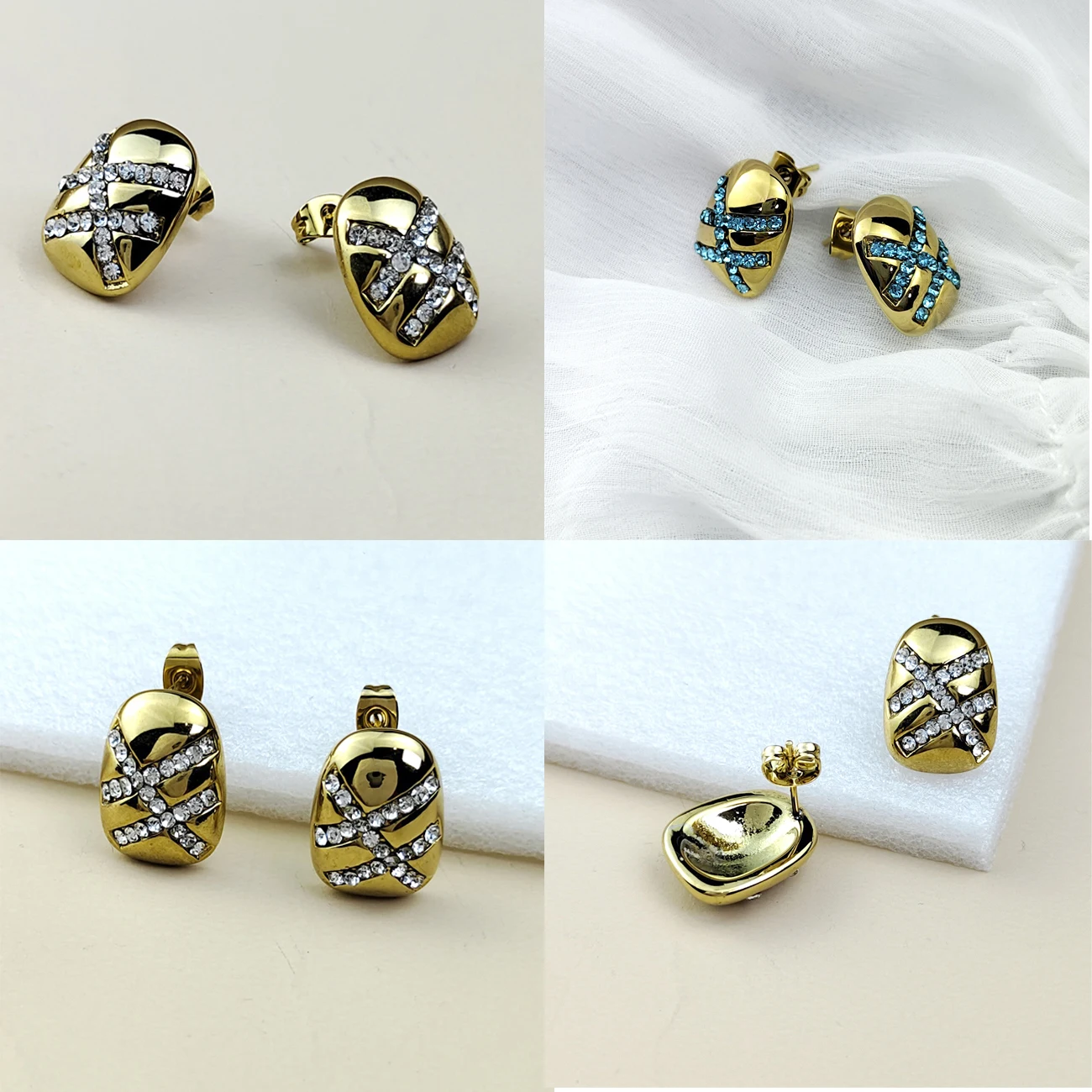 

Fashion Vintage Stainless Steel with Diamonds Ladies Earrings Wedding Brithday Gift