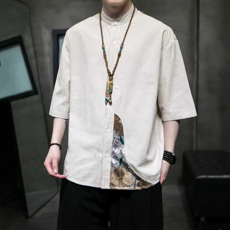 

New Chinese Sle Men's ort Sve Linen Cotton irt Summer Faion Loose Fit Button down Casual irt Youth ular