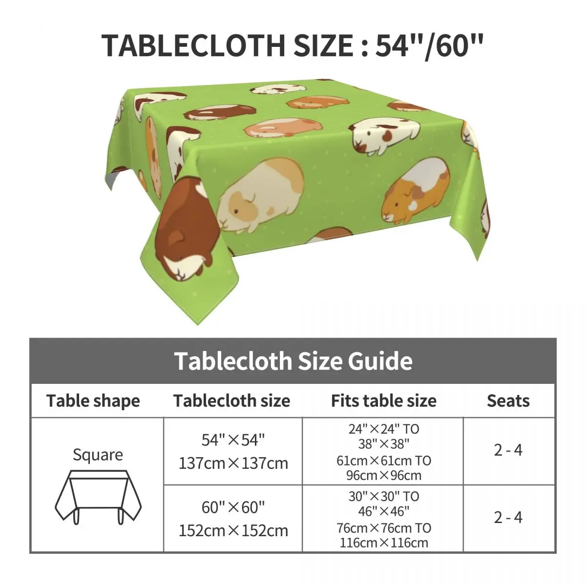 Guinea Pig Tablecloth Funny Animal Print Pattern Table Cover For Living Room Dining Funny Waterproof Table Cover Tablecloths