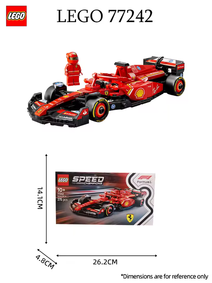 레고 77242 페라리 Sf-24 F1 레이싱 2025 새로운 어린이 교육용 빌딩 장난감 빌딩 블록