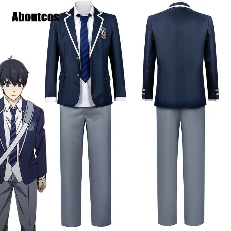 Aboutcos-Traje de Cosplay Anime Masculino, Fechadura Azul, Nagi Seishirou, Casaco, Calças, Camisa, Gravata, Terno, Bachira, Meguru, Uniforme de RPG de Halloween