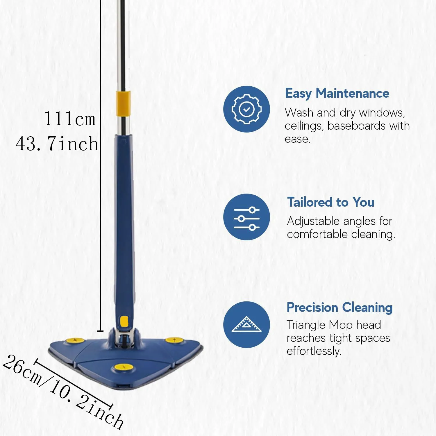 1Set, Triangle Mop, 360 Degree Rotation Retractable Adjustable Cleaning Mop For Tub Tile Floor Wall Glass Cleaning