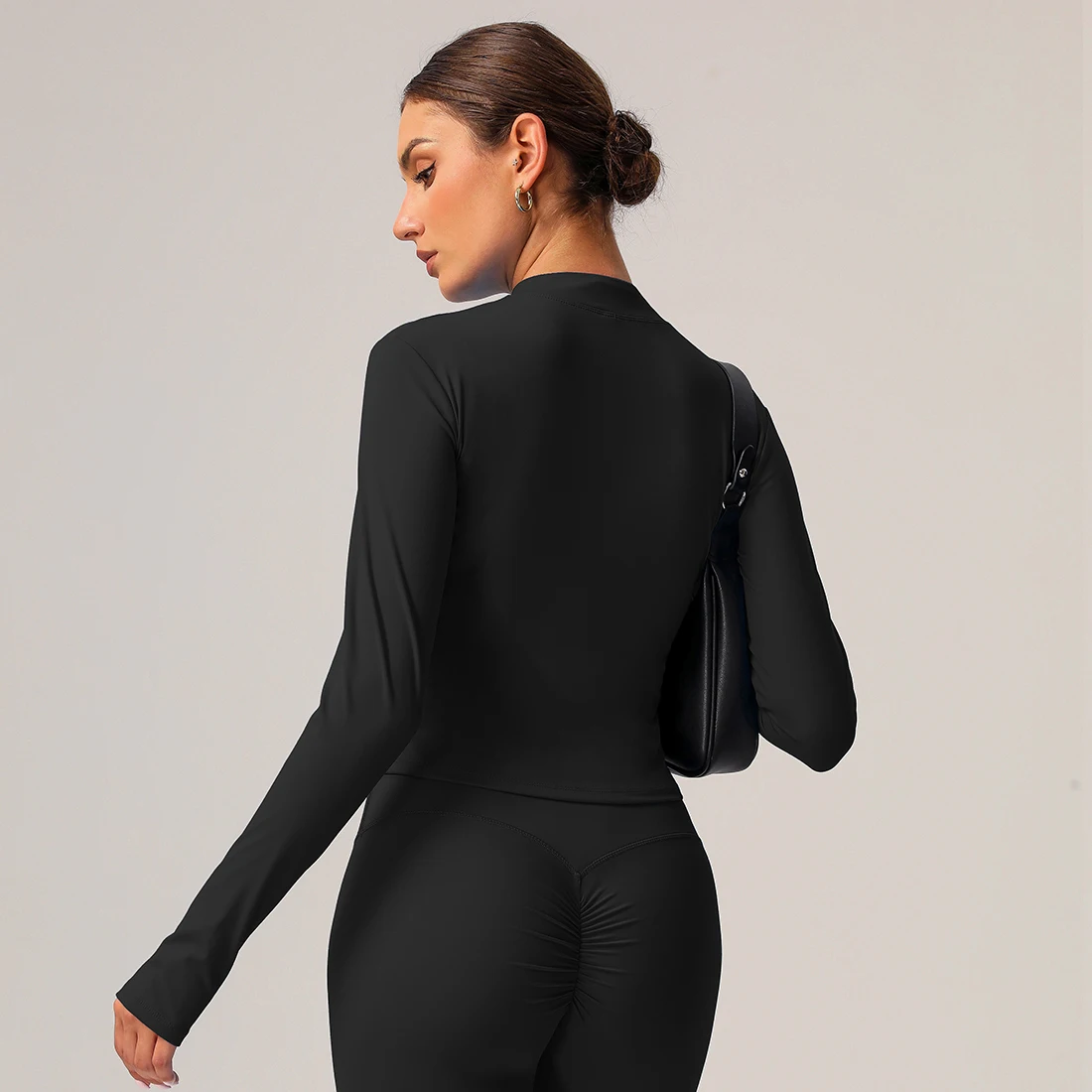 

Women Full Zipper Long Sleeve Finger Hole Training Casual Outdoor Side Pockets Sport Jacket