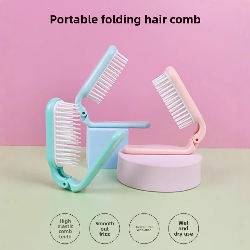 Portable Compact Foldable Pocket Comb Mini Travel Hair Brush for Detangling and Smoothing Straight Curly Hair