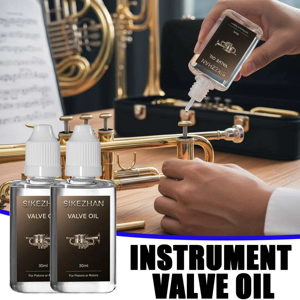 Óleo de válvula de instrumento de latão 30ml, lubrificante de ação rápida para trompete/coreta/corn/tuba, jogo suave, baixo odor, proteção antiferrugem