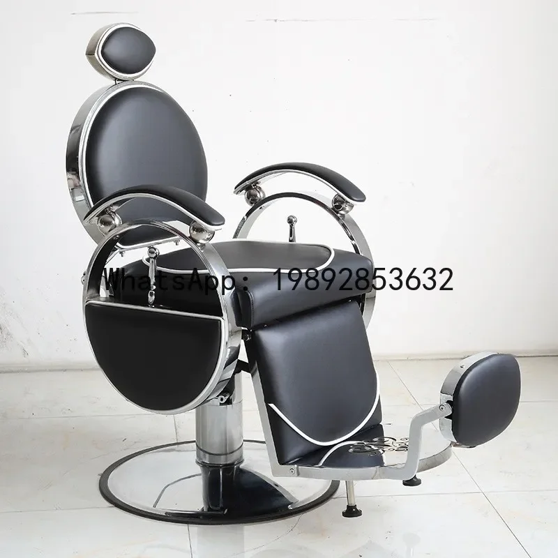 F1  High-End Men's Barber Shop Chair Reclining Vintage Oil Head Shaving Large Chair Salon Special Lifting Haircut Chair