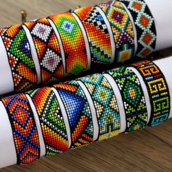 1PC New Bohemian Style Glass Bead Bracelet Neutral Handmade Colorful Bead Weaving Fashionable Adjustable Jewelry Gift Daily Wear
