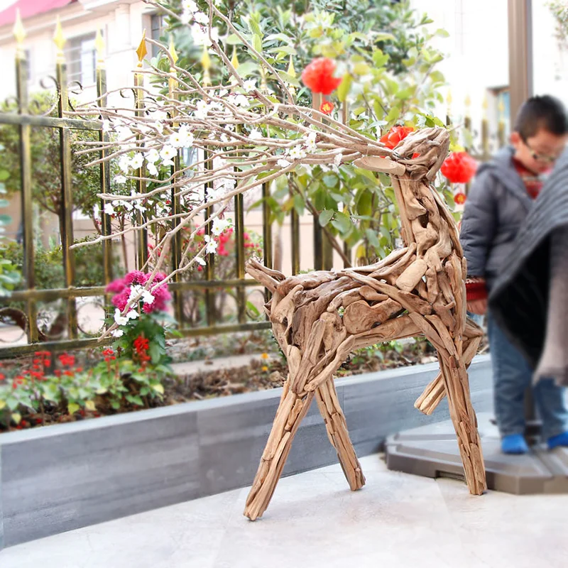 handmade solid Wood.  Deer Decoration Home landing villa Home stay Soft Decoration Design OUTER opening Decoration courtyard