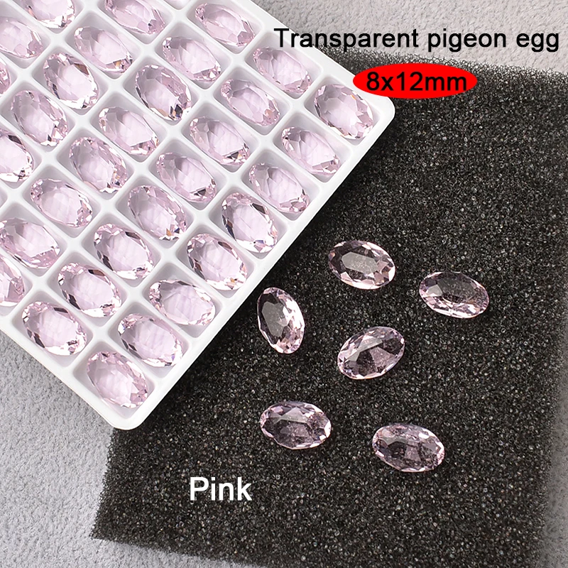 20/50PCS Transparent Pigeon Egg Nail Art Rhinestone Pointed Bottom Oval K9 Glass 3D Fingernail DIY Decoration 8x12MM