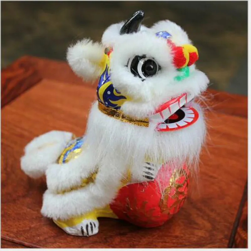 

Lion Dance Chinese Mascot Lion Rolling Hydrangea Car Swing Lion Desk Supply Gift Furry Traditional Lion Dance Doll Decoration