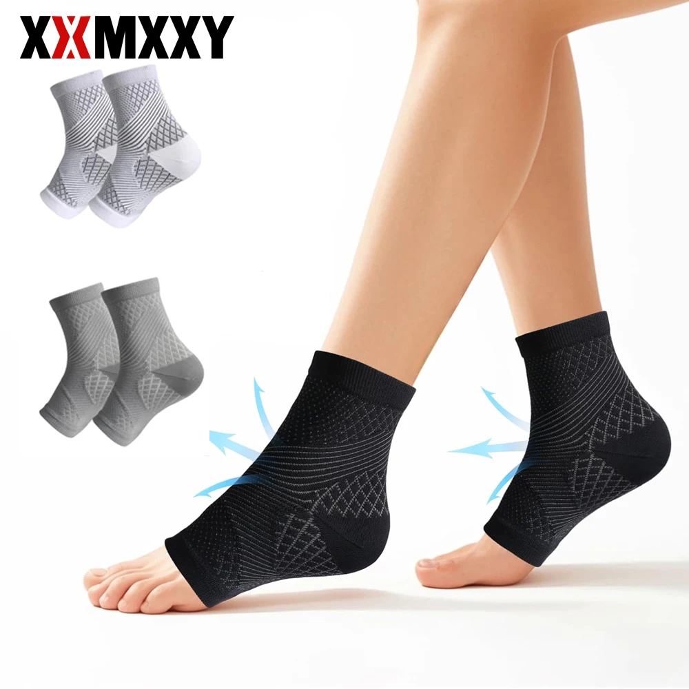 1Pair Foot & Ankle Compression Support Socks, Ideal for Neuropathy, Plantar Fasciitis, Heel Pain, Swelling and Daily Fatigue