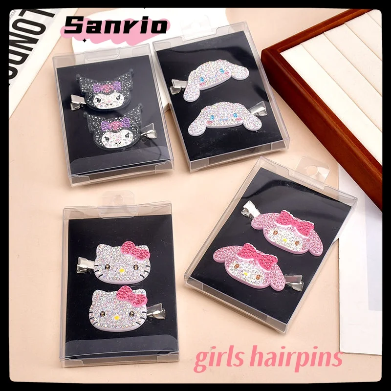 sanrio hair clip side kuromi sparkling diamond hello kitty my melody cute bangs brokenheaddress clips for girls girl accessoires