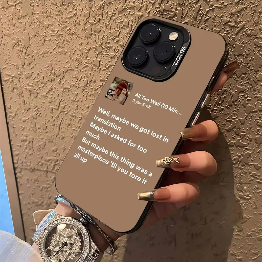 حافظة هاتف All Too Well Lyrics لهاتف iPhone 17,16,15,14,13,12,X,8,Pro,Max,Plus,E,SE4,Air,Mini IMD أسود غير لامع