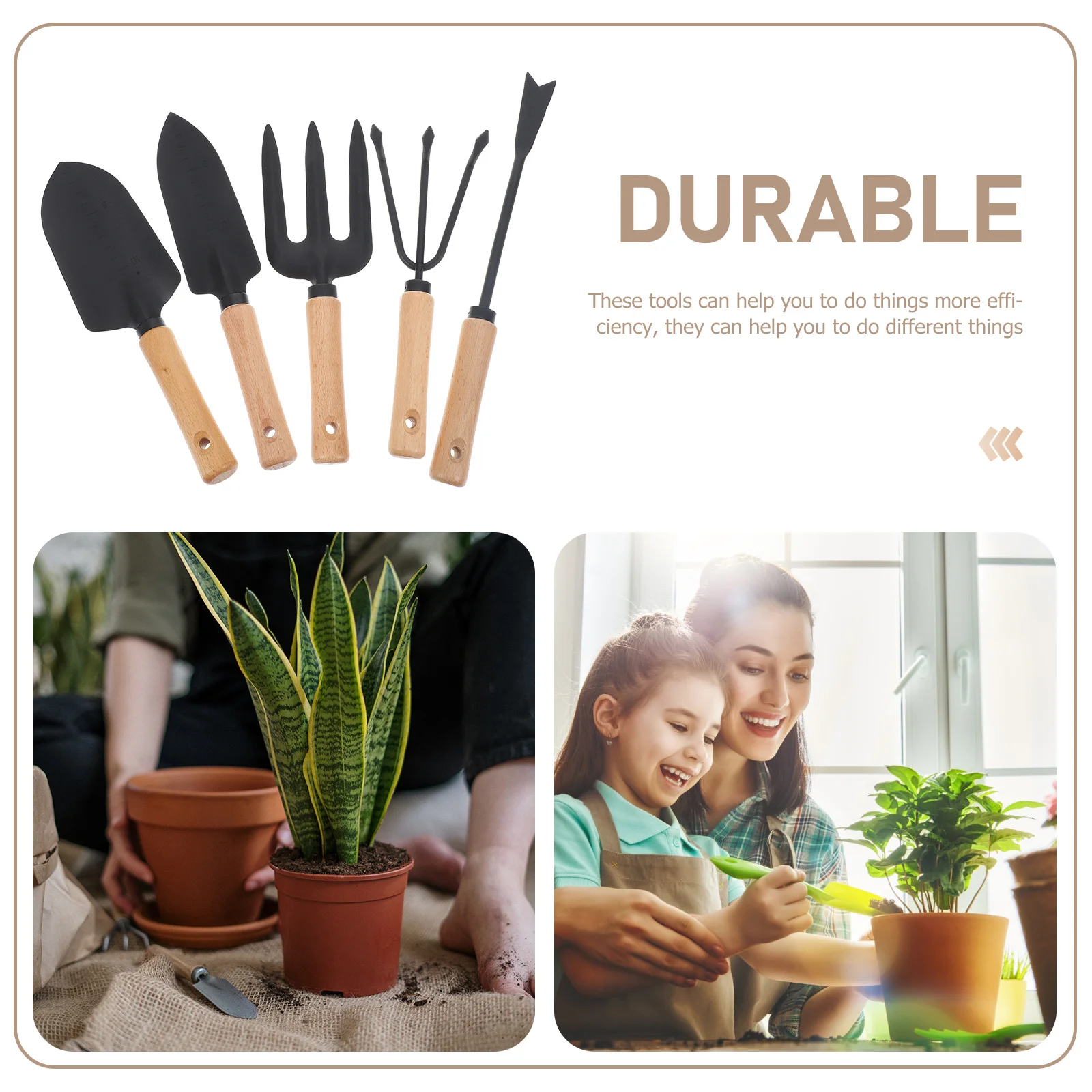 5Pcs Gardening Rakes Efficient Garden Hand Tools Kit Long Lasting Texture No Rust Easy Carry Store Gardening Tool Kit