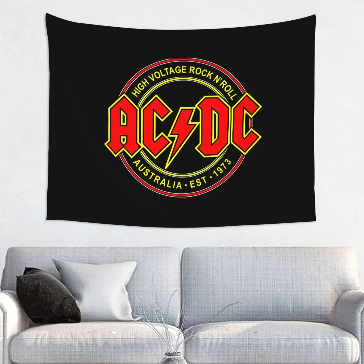 AC DC Rock Tapestry Hippie Polyester Wall Hanging Heavy Metal Music Wall Decor Beach Mat Witchcraft Wall Blanket