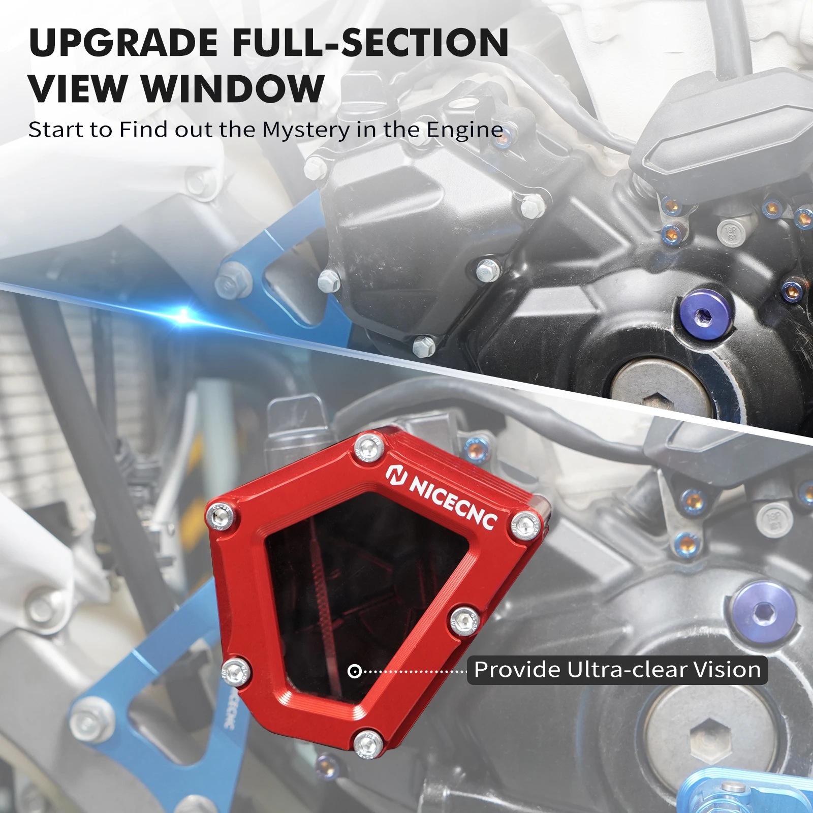 NICECNC Ölkappenabdeckung für Yamaha YFZ450R YFZ450RSE 2009-2023 Aluminium-Sichtglas Kühlkörper ATV-Zubehör 18P-15423-00-00 – Detail 5