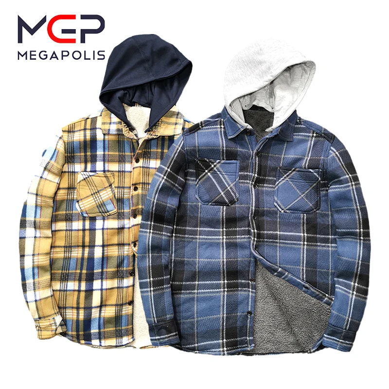 MGP Outdoor Shirt Cashmere Plaid Long Sleeved Men\'s Self-cultivation Thickened Warm Fleece Coat For Autumn/Winter Casual Clothes