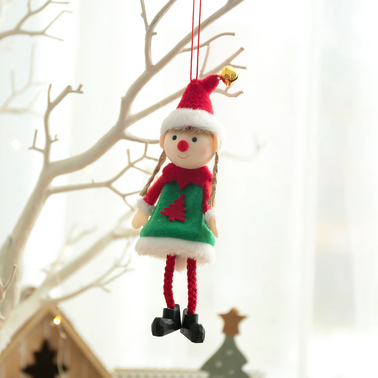 1pcs Christmas Elves Stuffed Plush Dolls Hanging Ornaments Xmas tree Decor cute Boy Girl Elf Pendant Kids Gifts New Year noel